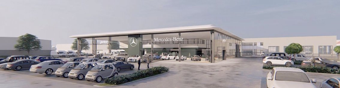 So soll das neue Mercedes-Autohaus in der Dresdener Stra&szlig;e von Wittenberg k&uuml;nftig aussehen. 