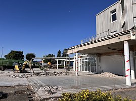Entwicklung auf der Baustelle des neuen Mercedes-Benz-Centers in Nordhausen 